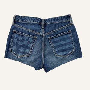Old Navy Cut Off Denim Shorts Size 6 Stars and Stripes Pockets Button Fly